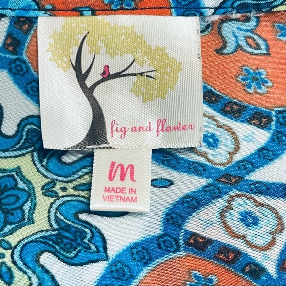 Anthropology Fig and Flower geometric floral print top size M - Picture 10 of 14